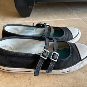 Black Mary Jane Converse Sneakers with Double Straps